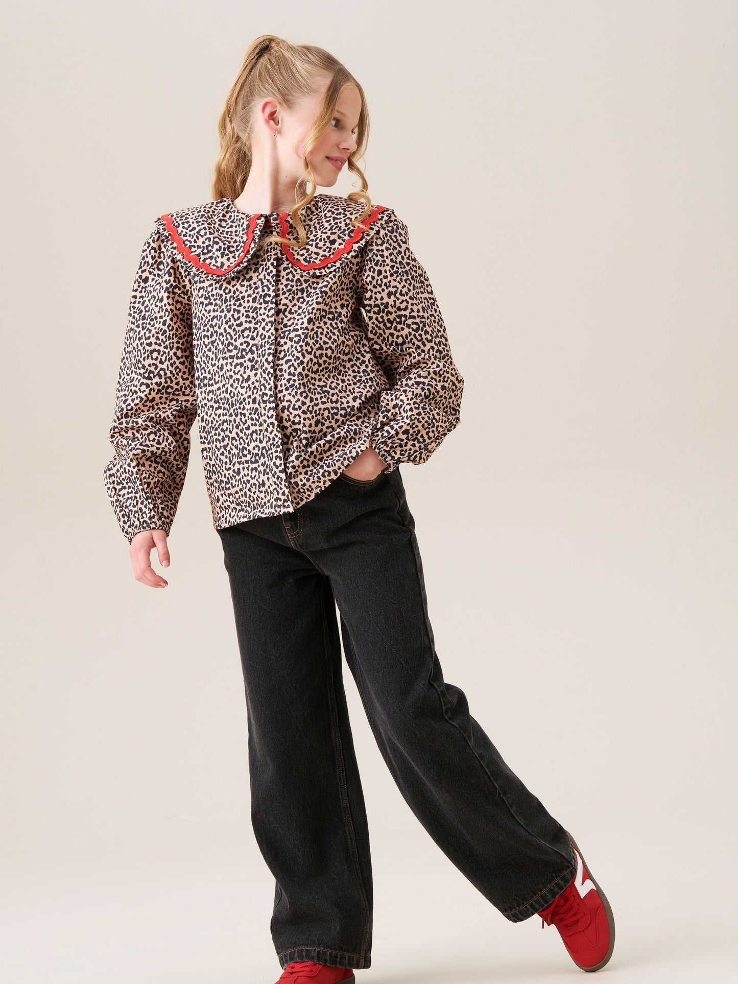 Dsiney Kidz - Angel & Rocket Black Piper Leopard Print Star Applique Wide Leg Jeans image 3