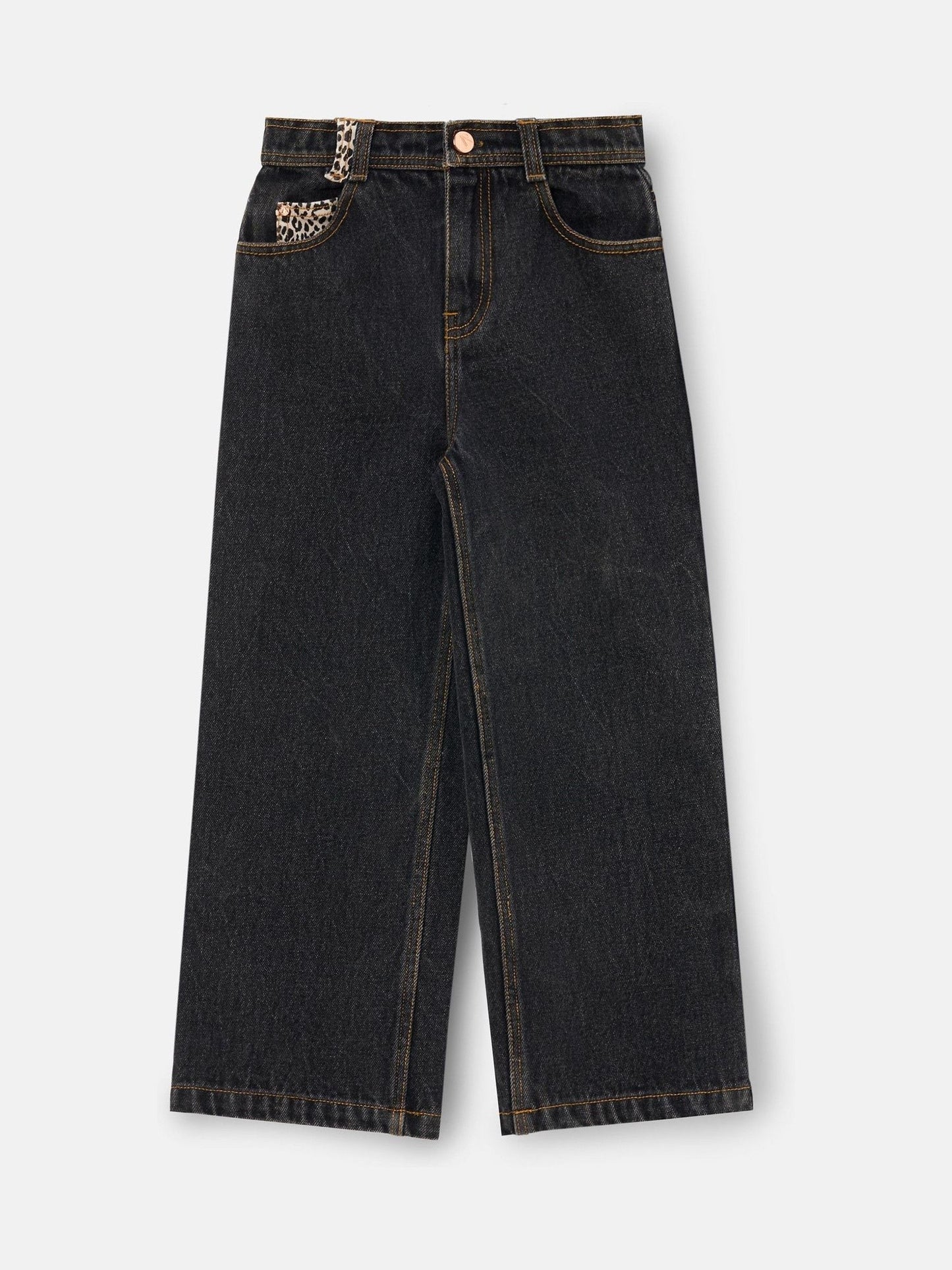 Dsiney Kidz - Angel & Rocket Black Piper Leopard Print Star Applique Wide Leg Jeans image 6