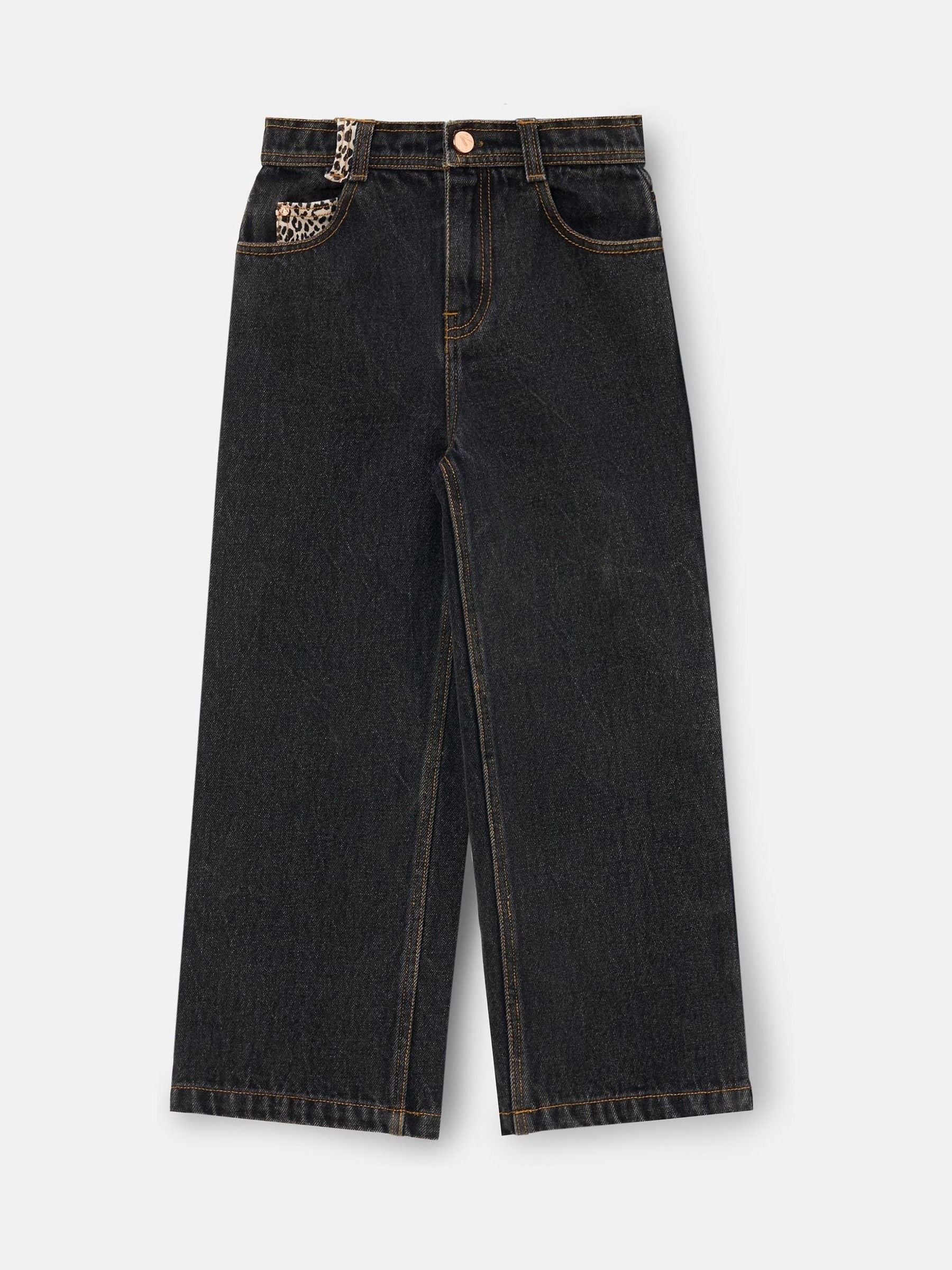 Dsiney Kidz - Angel & Rocket Black Piper Leopard Print Star Applique Wide Leg Jeans image 6