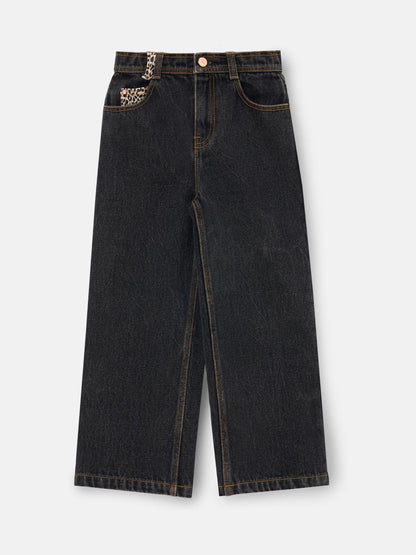 Dsiney Kidz - Angel & Rocket Black Piper Leopard Print Star Applique Wide Leg Jeans image 6