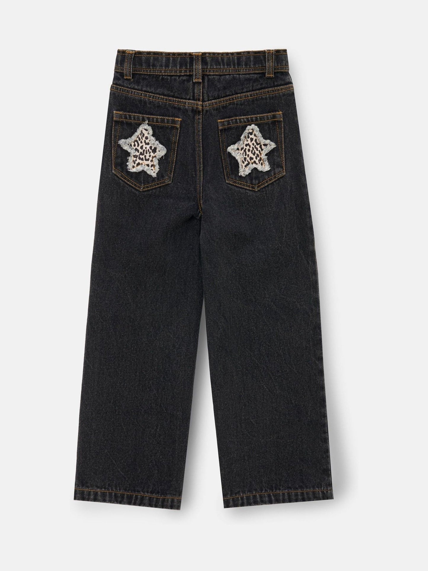 Dsiney Kidz - Angel & Rocket Black Piper Leopard Print Star Applique Wide Leg Jeans image 7