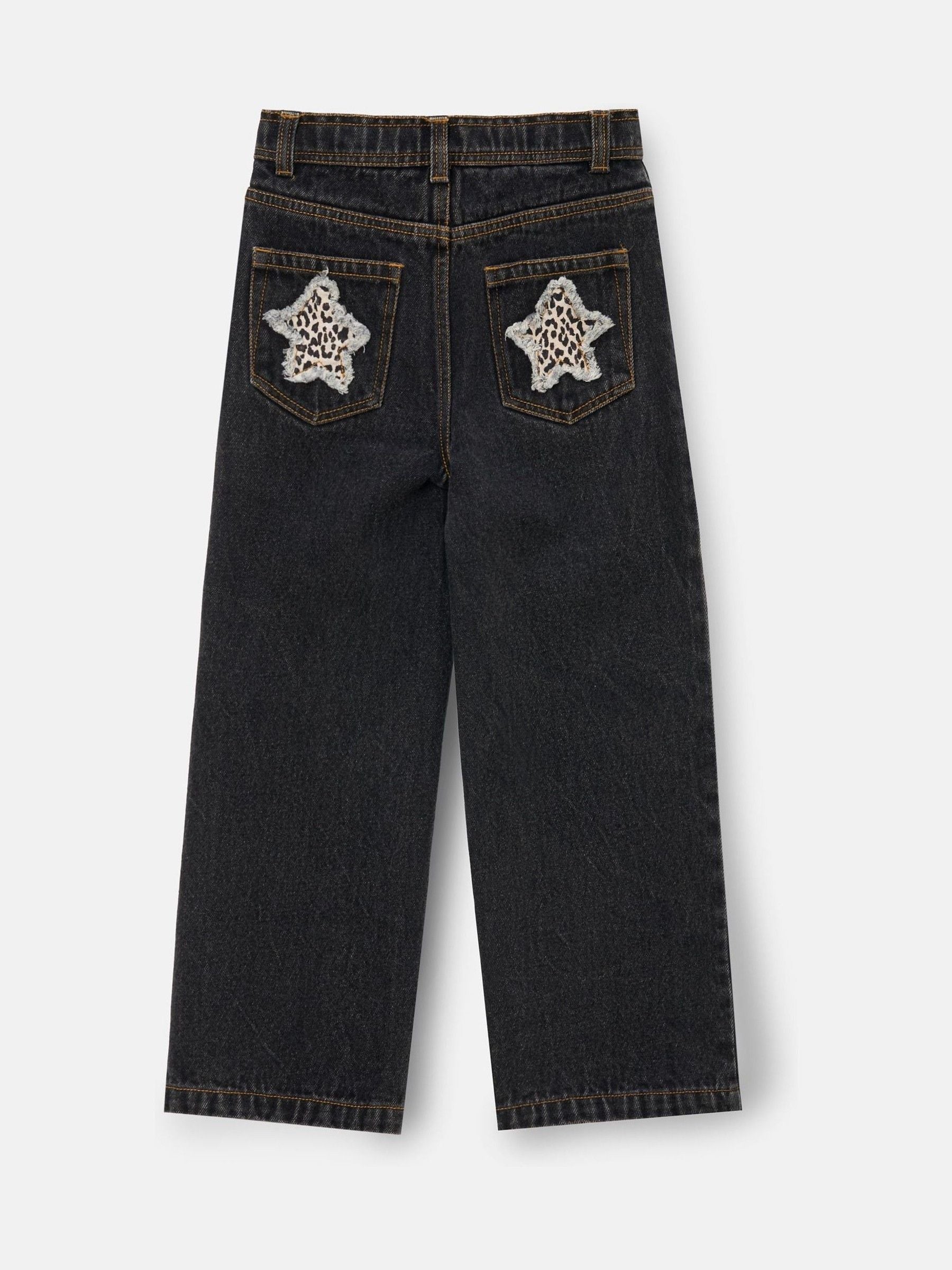 Dsiney Kidz - Angel & Rocket Black Piper Leopard Print Star Applique Wide Leg Jeans image 7