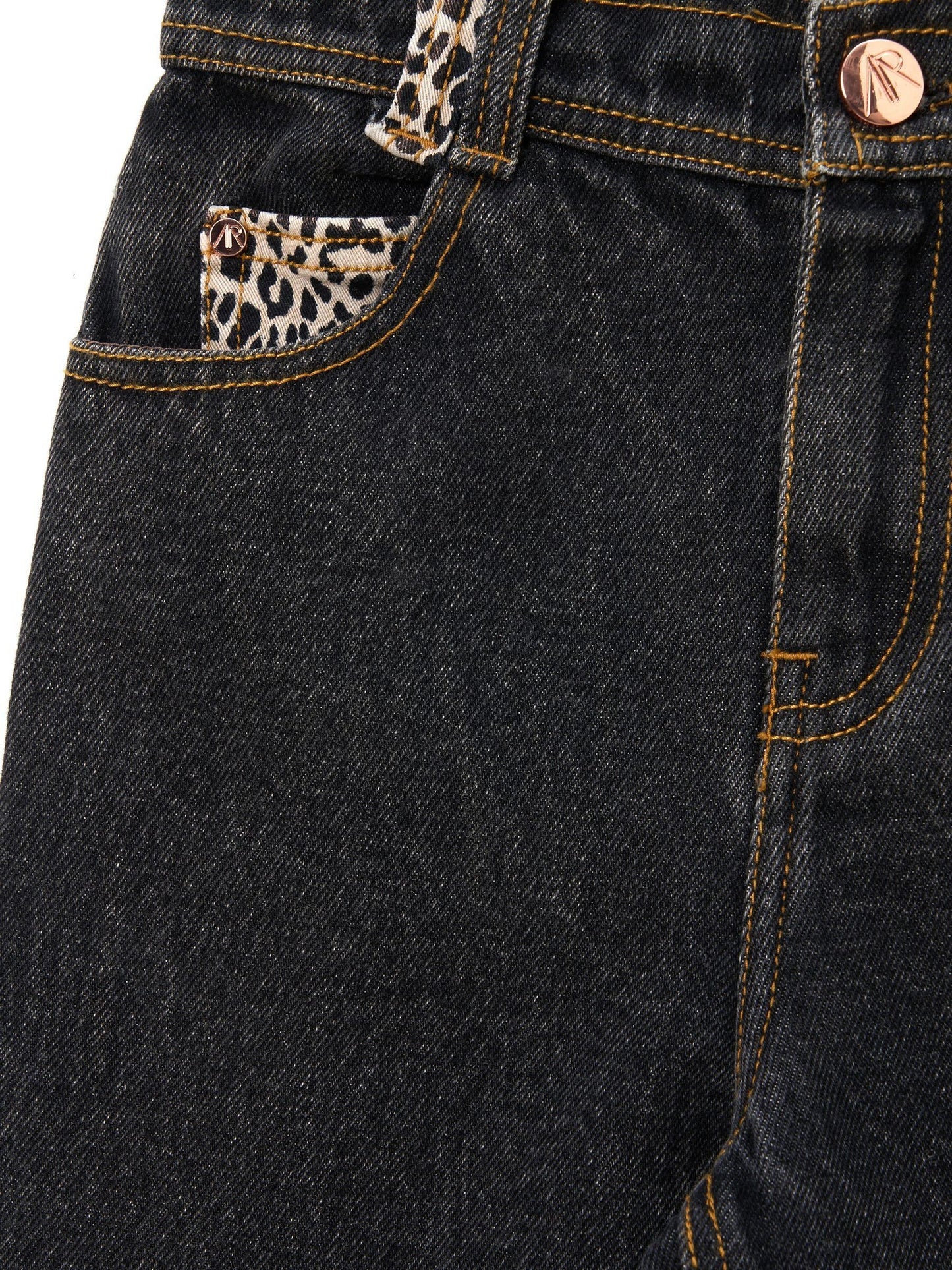 Dsiney Kidz - Angel & Rocket Black Piper Leopard Print Star Applique Wide Leg Jeans image 8