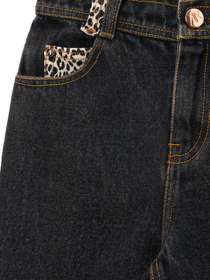 Dsiney Kidz - Angel & Rocket Black Piper Leopard Print Star Applique Wide Leg Jeans image 8