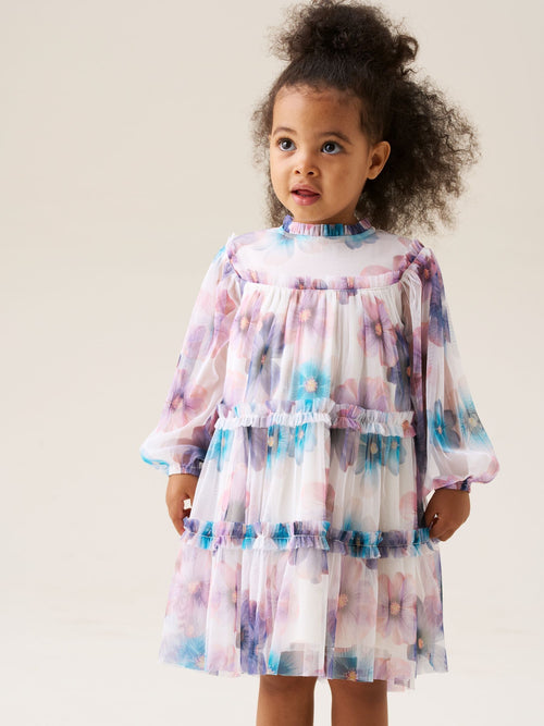 Angel & Rocket White Eleanor Floral Print Mesh Dress image 1