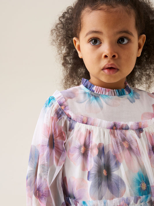 Angel & Rocket White Eleanor Floral Print Mesh Dress image 2