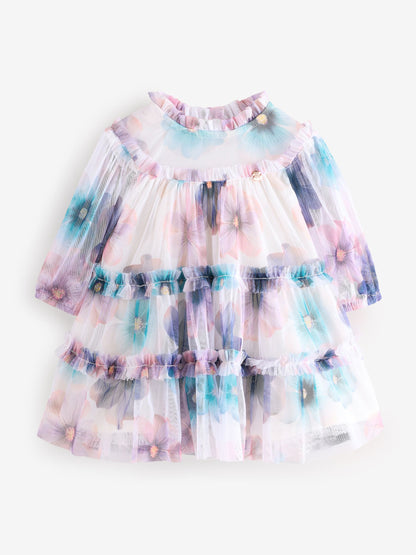 Angel & Rocket White Eleanor Floral Print Mesh Dress image 5