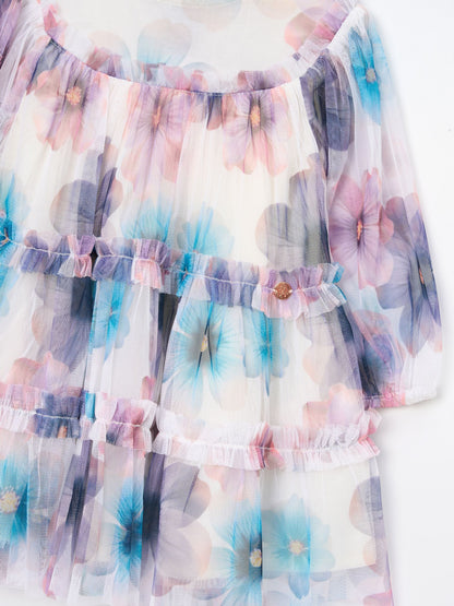 Angel & Rocket White Eleanor Floral Print Mesh Dress image 6
