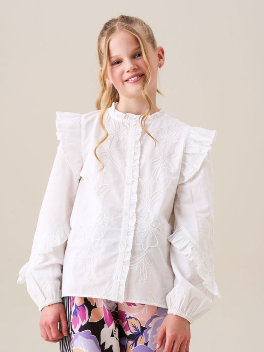 Dsiney Kidz - Angel & Rocket White Lacey Embroidered Frill Sleeve Blouse image 1