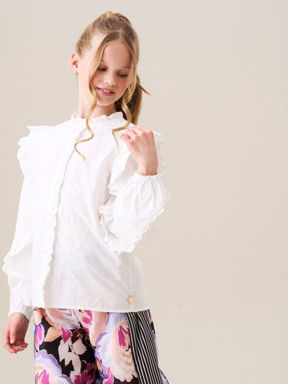 Dsiney Kidz - Angel & Rocket White Lacey Embroidered Frill Sleeve Blouse image 2