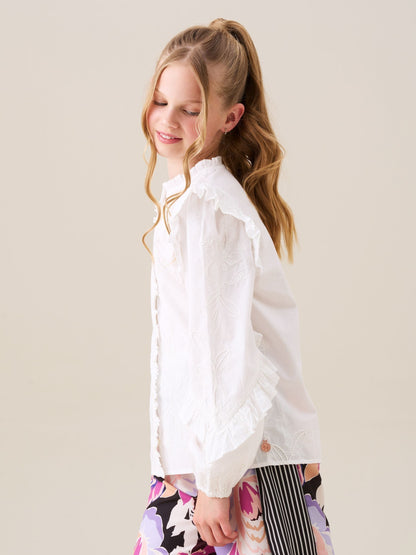 Dsiney Kidz - Angel & Rocket White Lacey Embroidered Frill Sleeve Blouse image 3