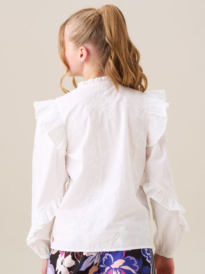 Dsiney Kidz - Angel & Rocket White Lacey Embroidered Frill Sleeve Blouse image 4
