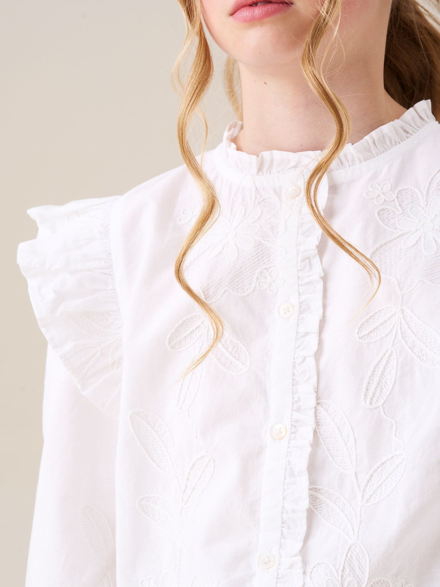Dsiney Kidz - Angel & Rocket White Lacey Embroidered Frill Sleeve Blouse image 6