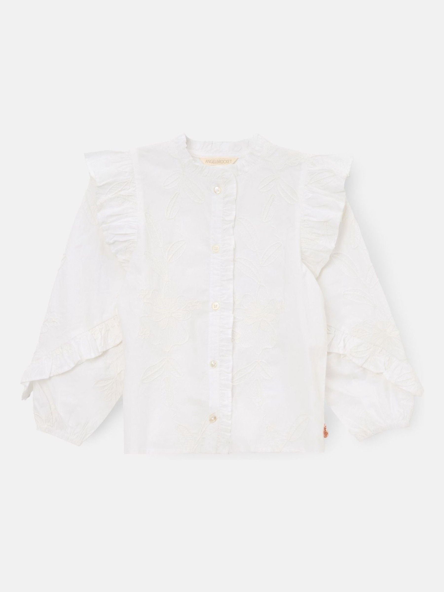 Dsiney Kidz - Angel & Rocket White Lacey Embroidered Frill Sleeve Blouse image 7