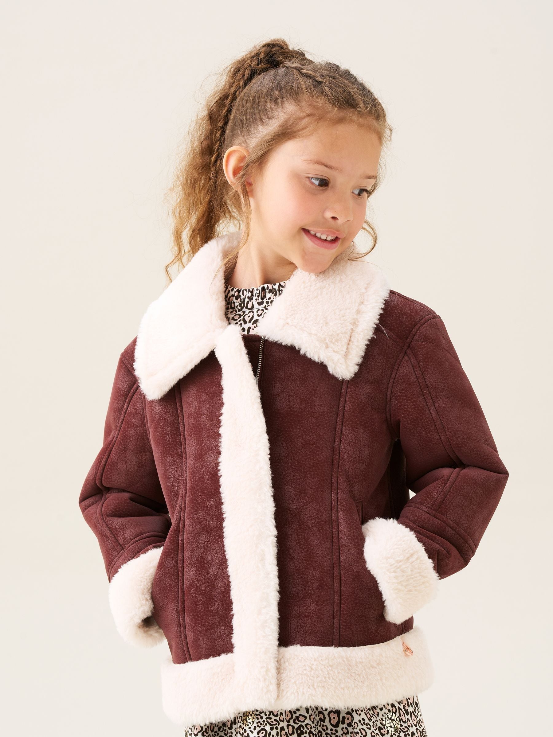 Dsiney Kidz - Angel & Rocket Red Halle Faux Leather Fur Jacket image 6