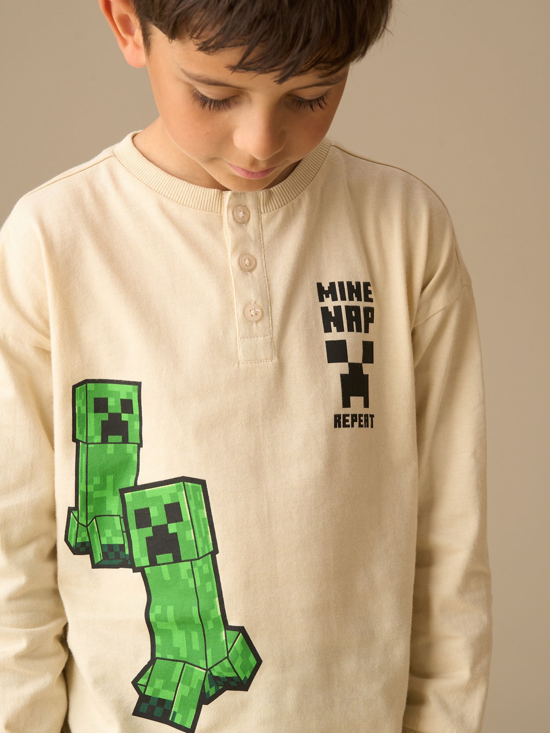 Dsiney Kidz - Angel & Rocket Black Minecraft Henley Pyjamas image 4