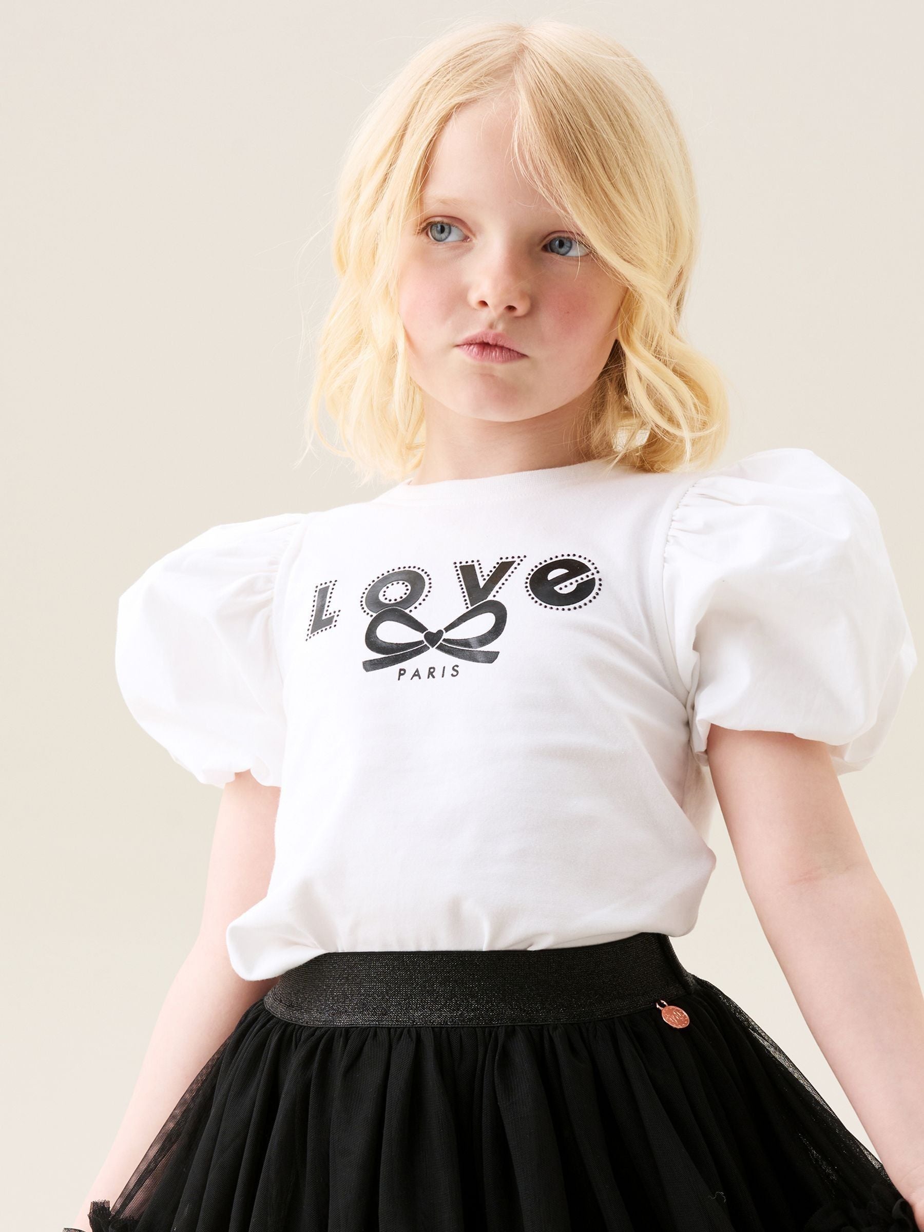 Dsiney Kidz - Angel & Rocket White Heidi Puff Sleeve Embellished Top image 1