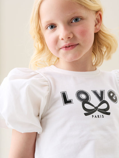 Dsiney Kidz - Angel & Rocket White Heidi Puff Sleeve Embellished Top image 2