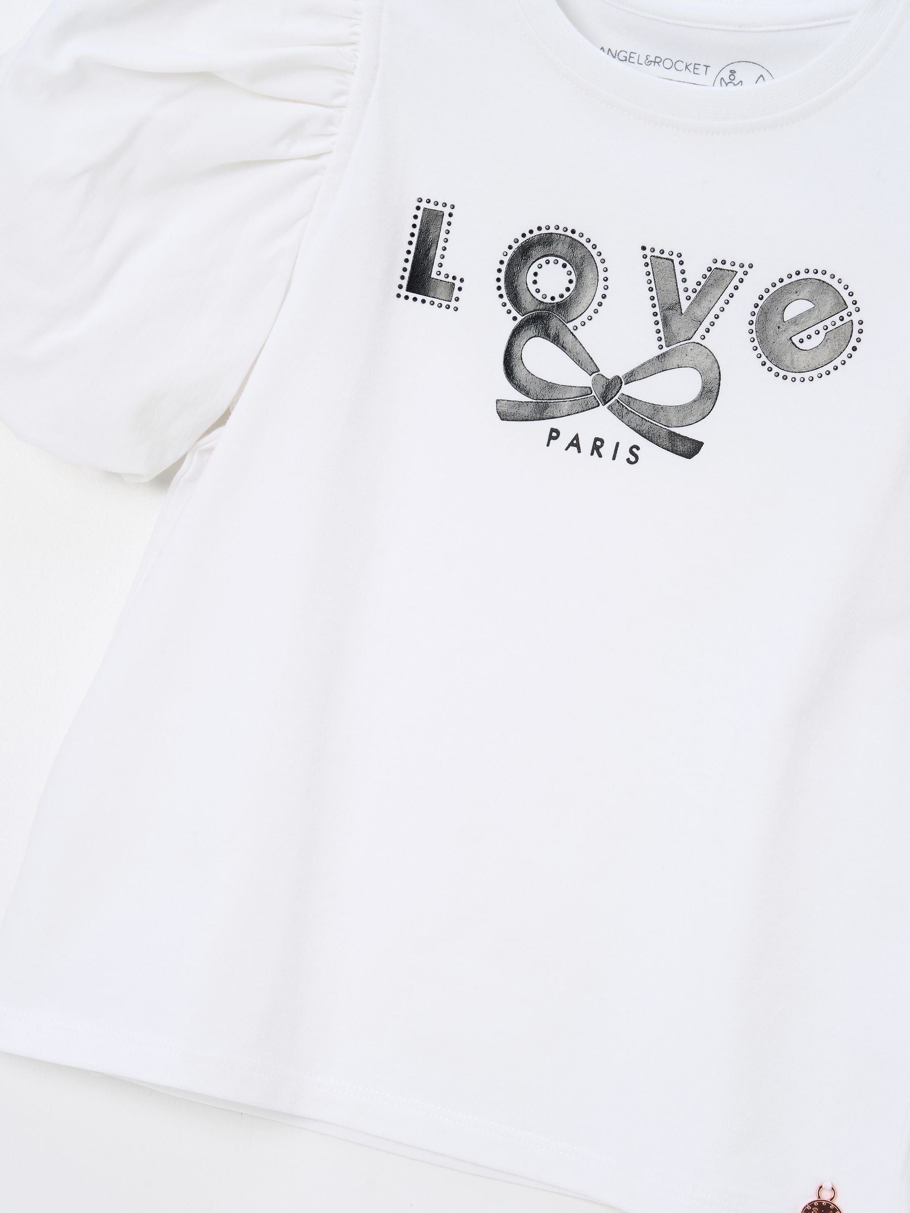Dsiney Kidz - Angel & Rocket White Heidi Puff Sleeve Embellished Top image 5