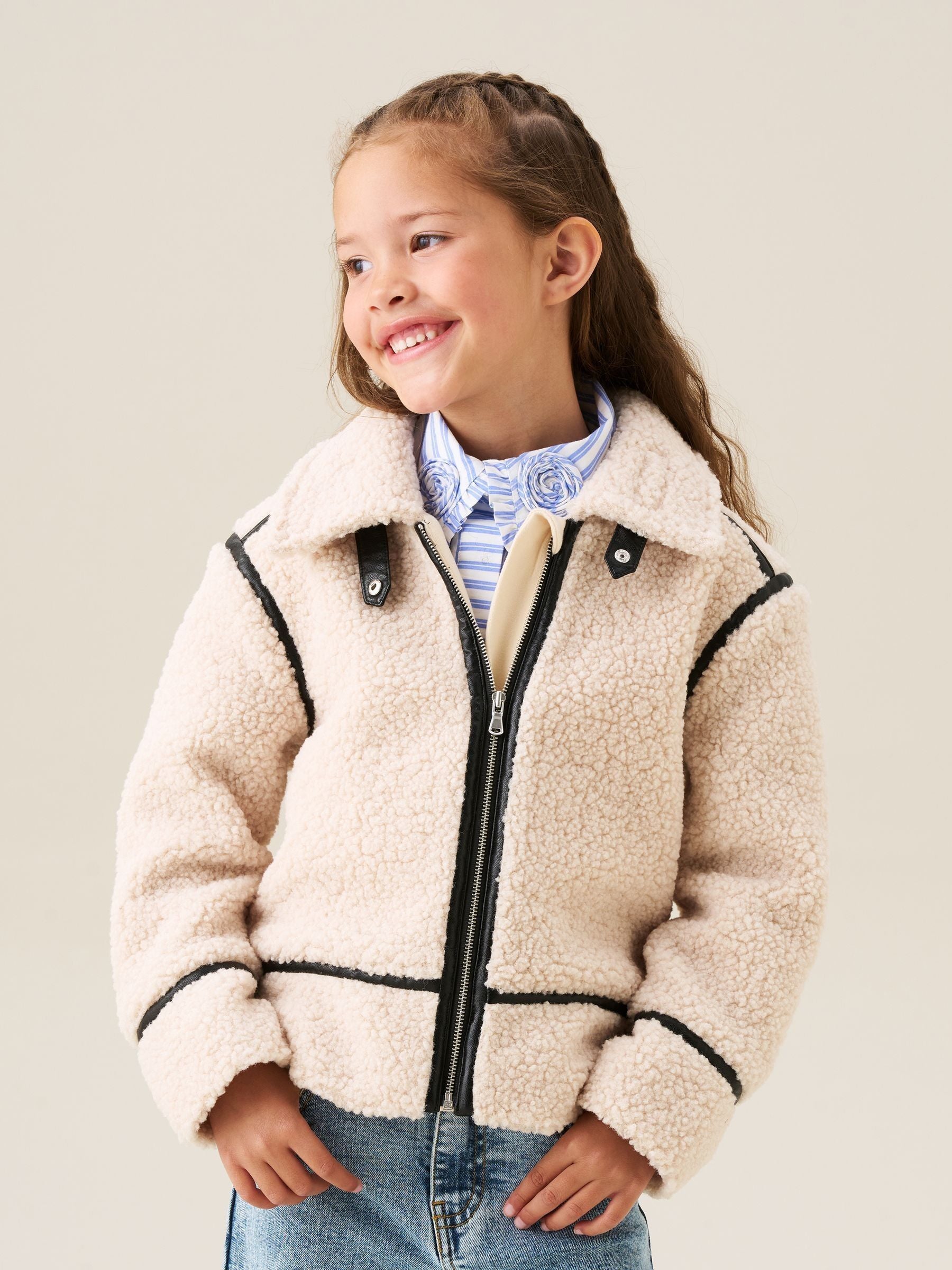Dsiney Kidz - Angel & Rocket Cream Charlie Sherpa Trim Jacket image 2