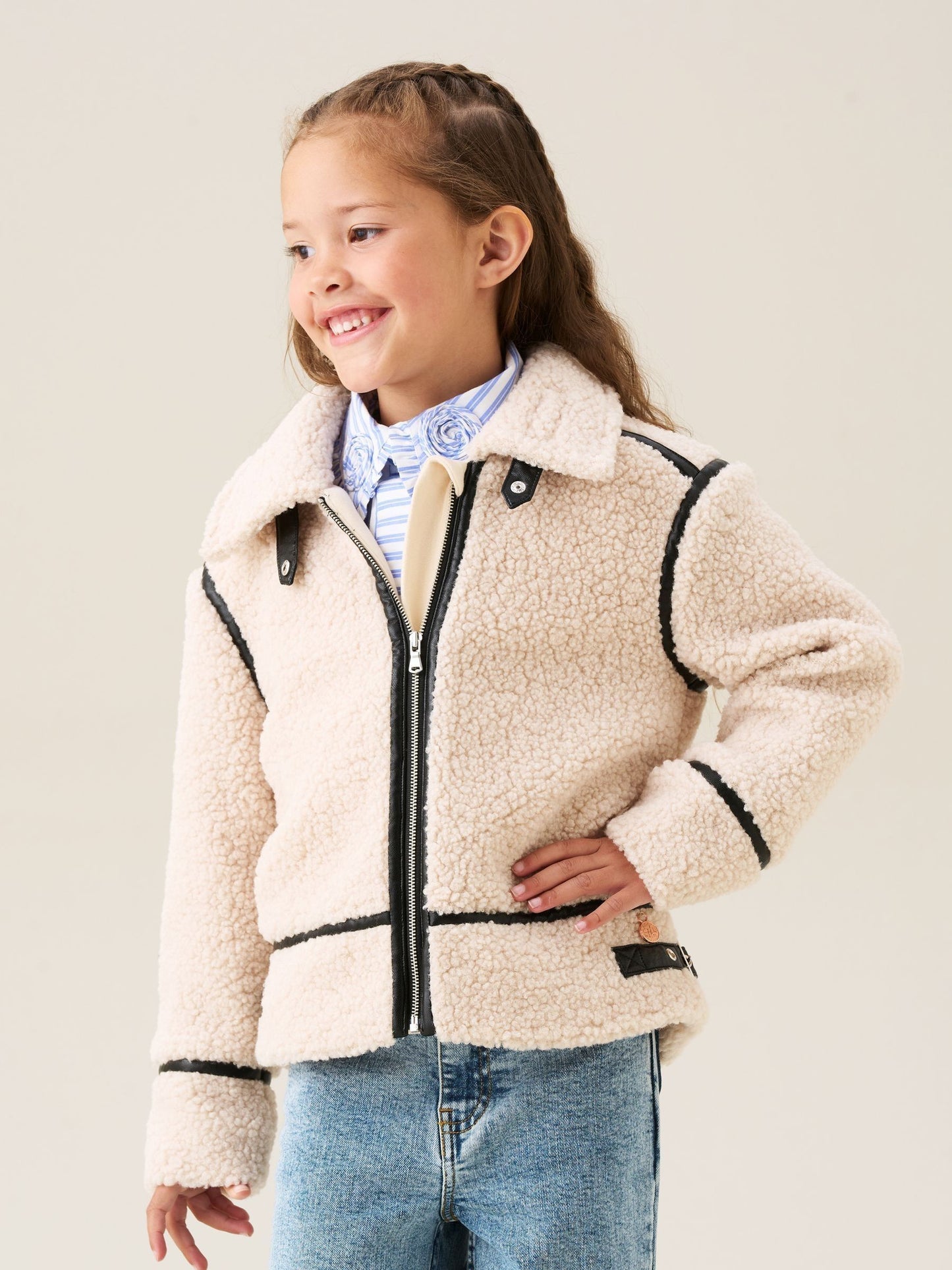 Dsiney Kidz - Angel & Rocket Cream Charlie Sherpa Trim Jacket image 4