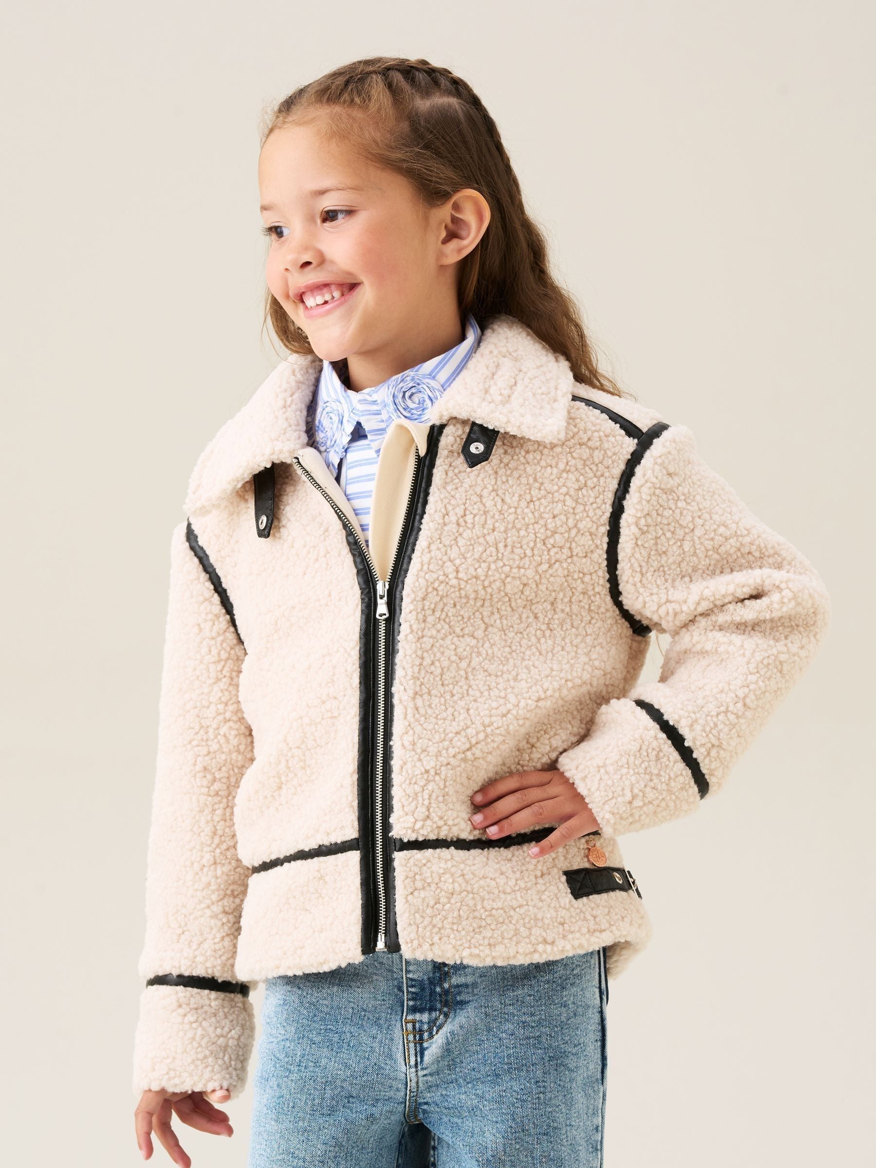 Dsiney Kidz - Angel & Rocket Cream Charlie Sherpa Trim Jacket image 4