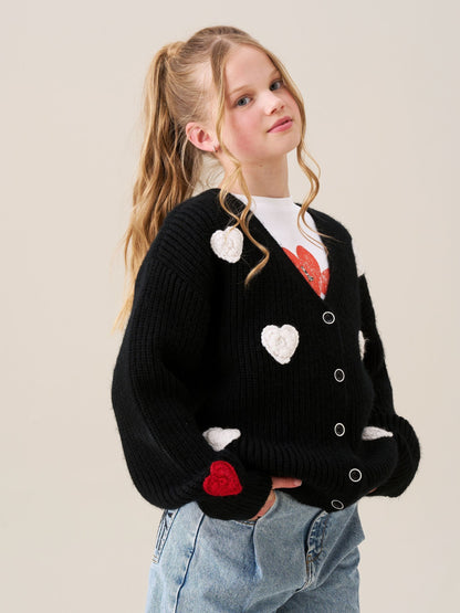 Dsiney Kidz - Angel & Rocket Black Everly Heart Print Cardigan image 2