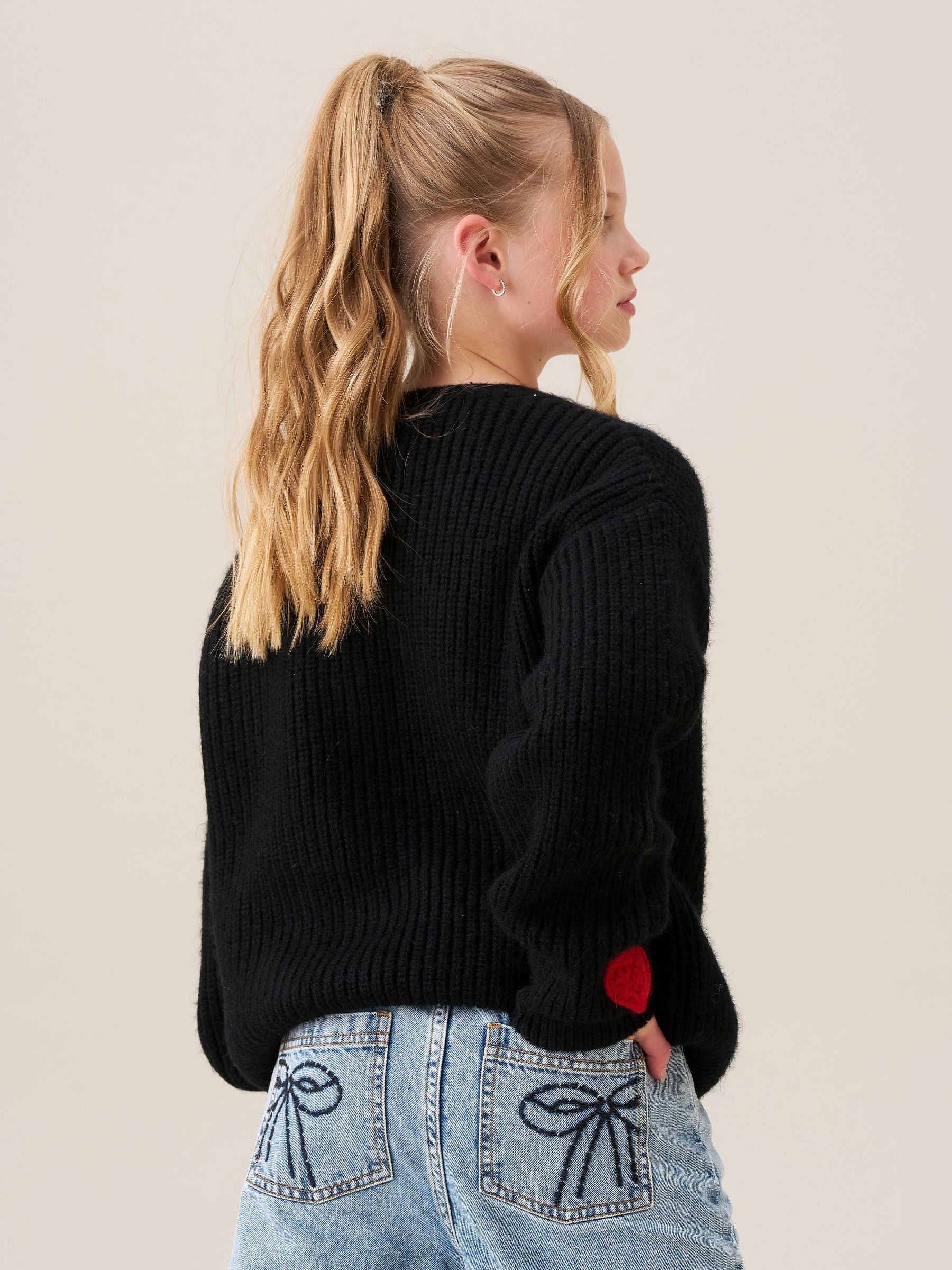 Dsiney Kidz - Angel & Rocket Black Everly Heart Print Cardigan image 4