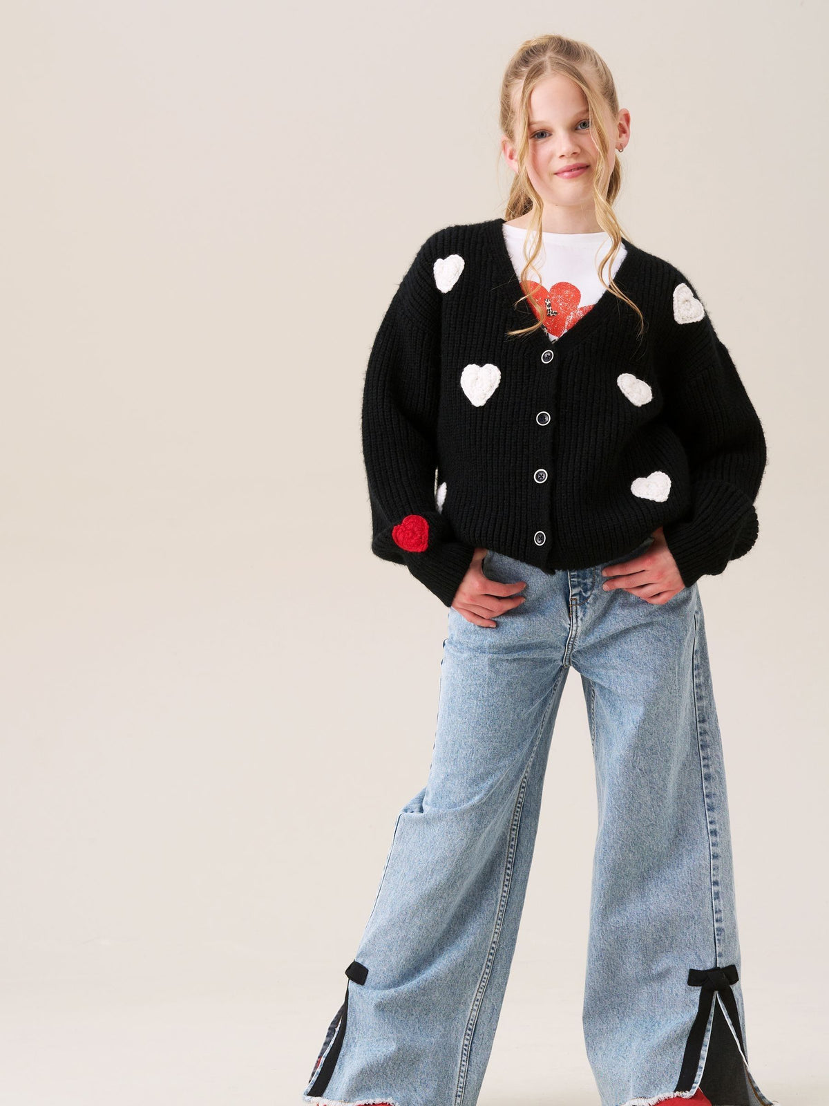 Dsiney Kidz - Angel & Rocket Black Everly Heart Print Cardigan image 5