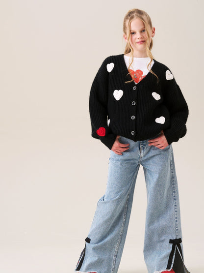 Dsiney Kidz - Angel & Rocket Black Everly Heart Print Cardigan image 5
