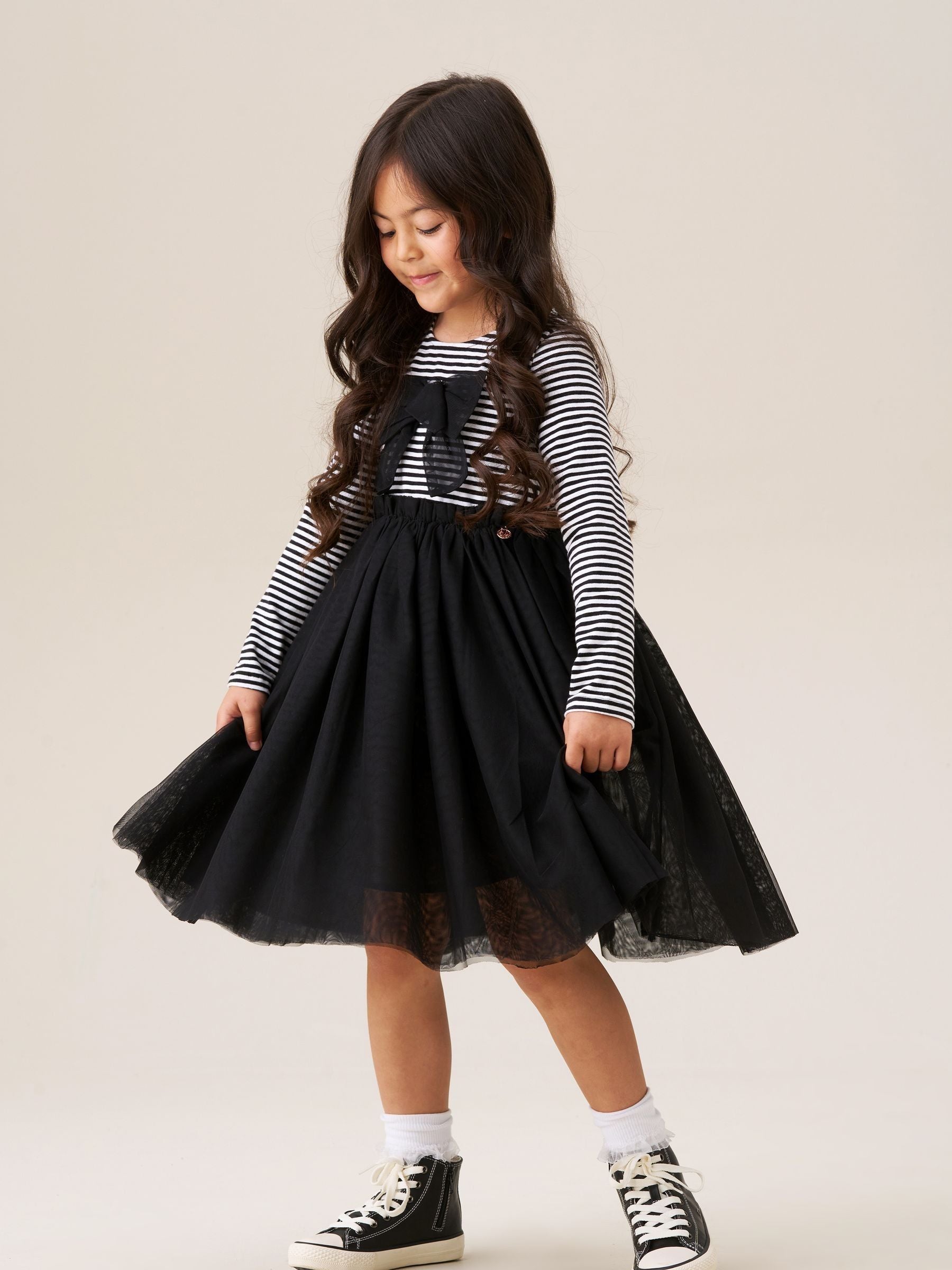Angel & Rocket Black Carrie Stripe Mesh Skirt Dress image 1