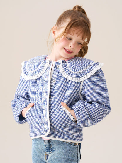 Dsiney Kidz - Angel & Rocket Blue Lottie Quilted Lace Trim Collar Jacket image 1