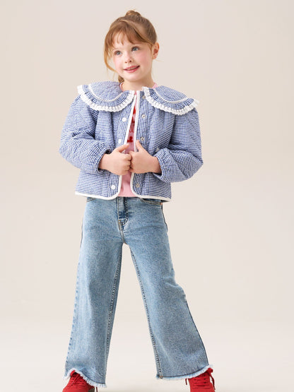 Dsiney Kidz - Angel & Rocket Blue Lottie Quilted Lace Trim Collar Jacket image 4