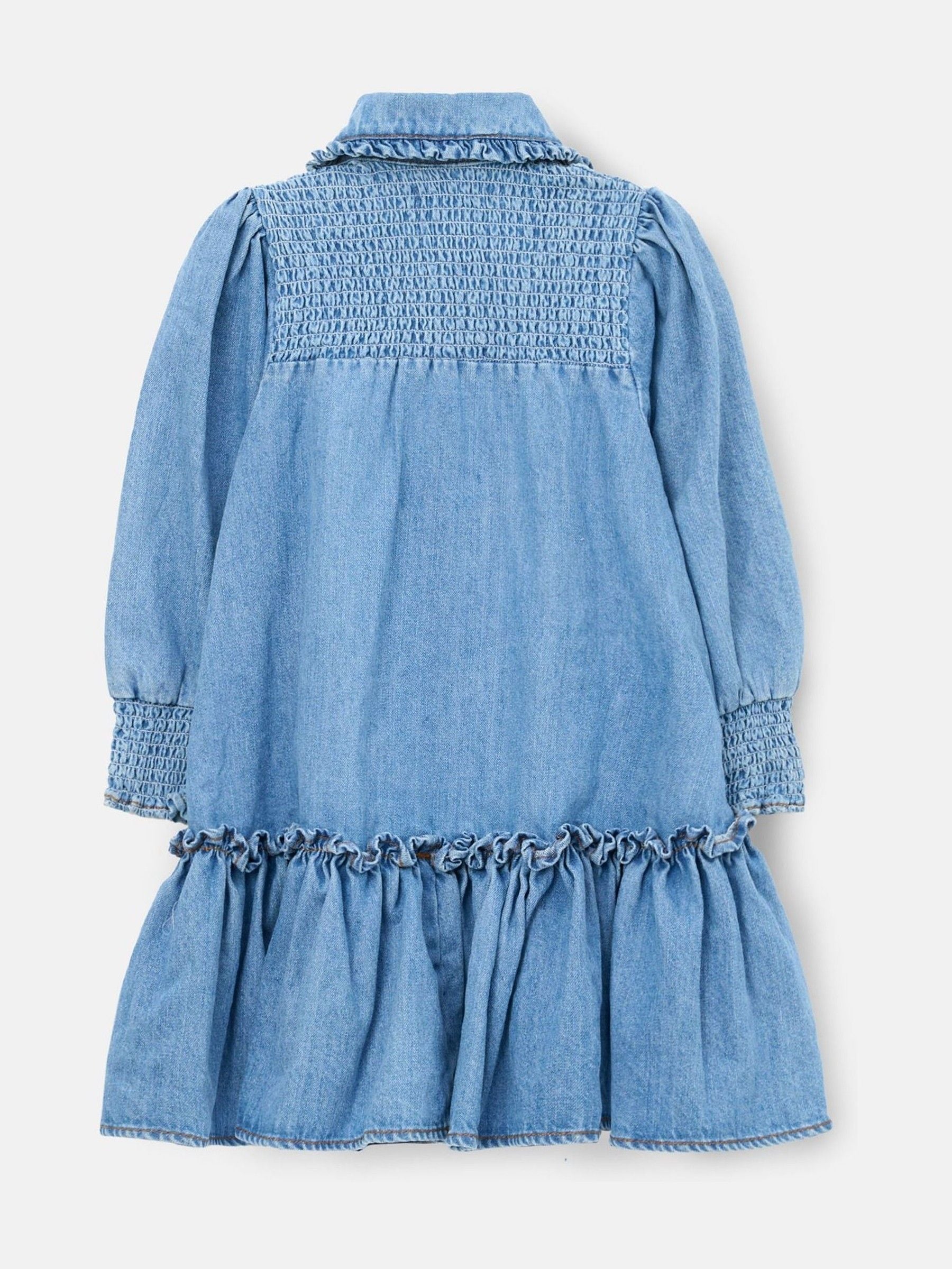 Angel & Rocket Blue Harper Shirred Denim Shirt Dress image 8
