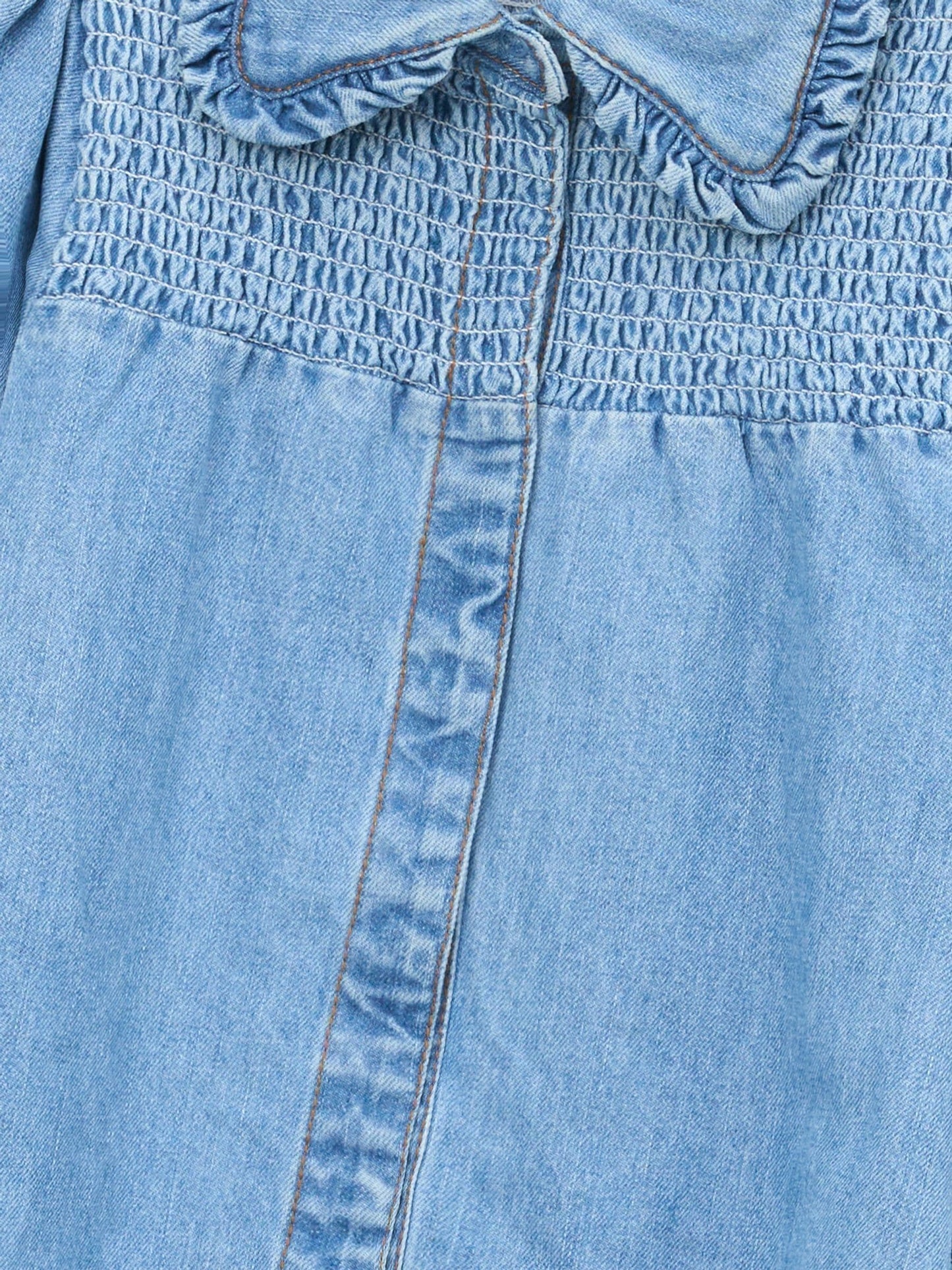 Angel & Rocket Blue Harper Shirred Denim Shirt Dress image 9
