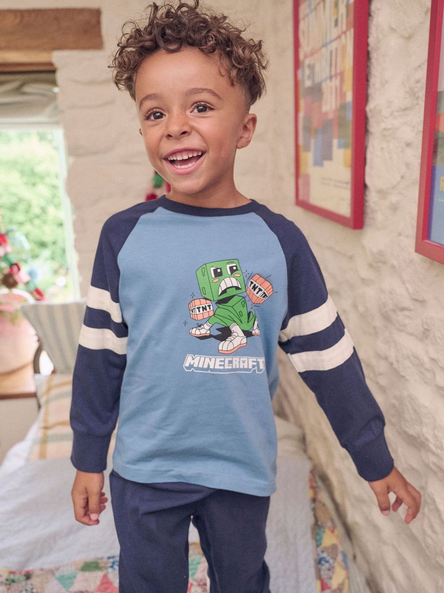 Dsiney Kidz - Angel & Rocket Blue Minecraft Varsity Pyjamas image 1