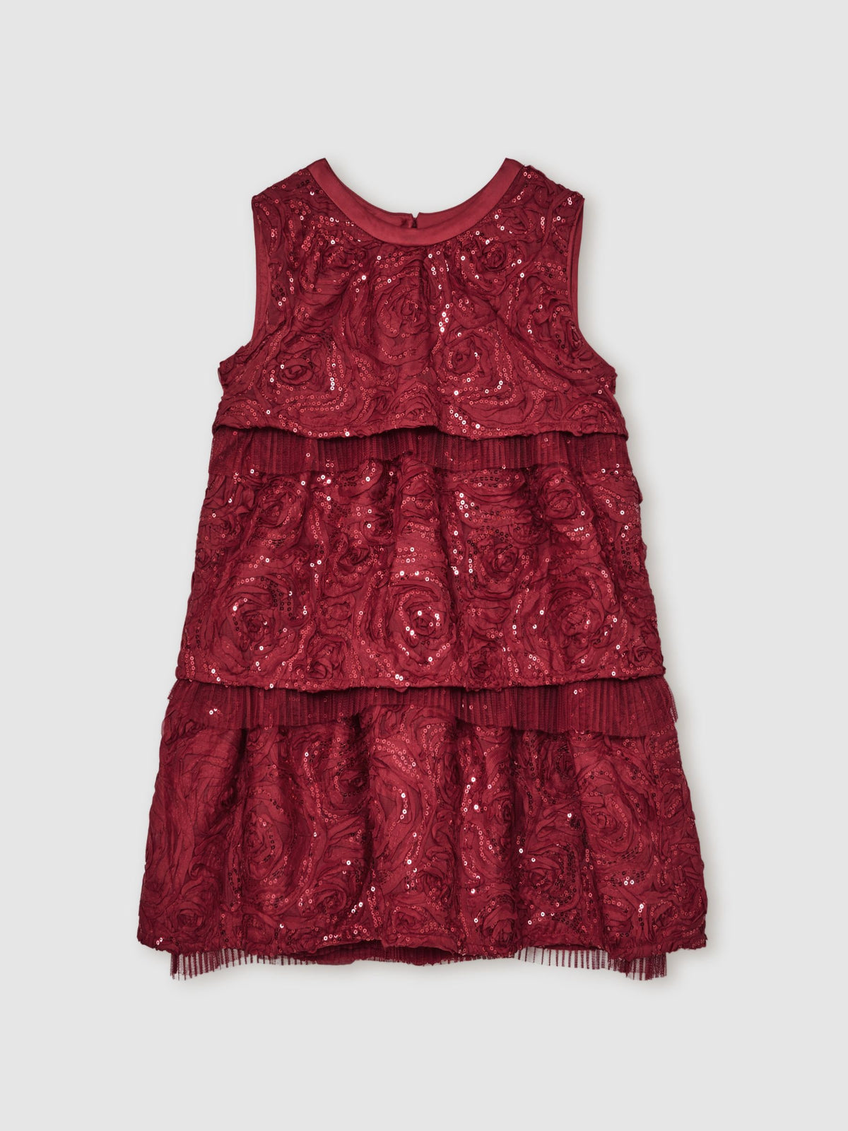 Reiss Red Dulcie 3-9 yrs Sequin-Embellished Tiered Dress - image 2