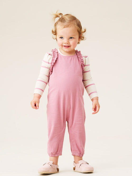 Angel & Rocket Pink Mila Frill Shoulder Dungaree And Print Bodysuit image 1