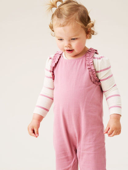Angel & Rocket Pink Mila Frill Shoulder Dungaree And Print Bodysuit image 2