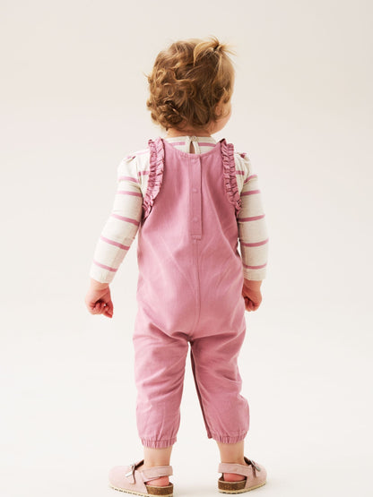 Angel & Rocket Pink Mila Frill Shoulder Dungaree And Print Bodysuit image 3