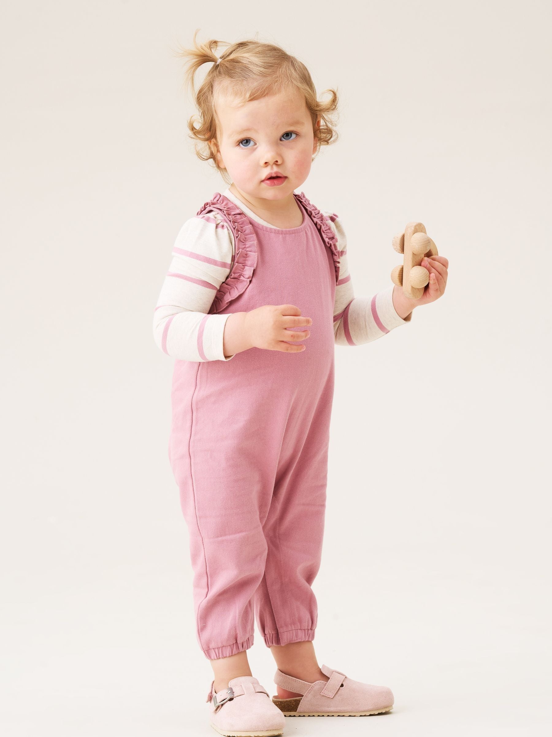 Angel & Rocket Pink Mila Frill Shoulder Dungaree And Print Bodysuit image 4
