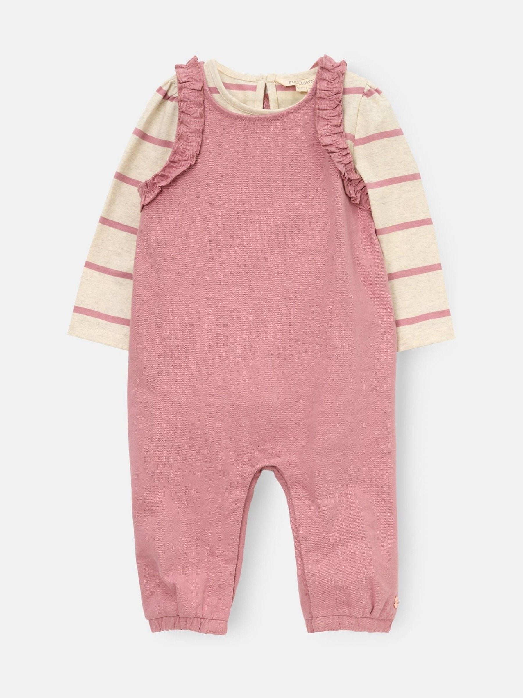 Angel & Rocket Pink Mila Frill Shoulder Dungaree And Print Bodysuit image 5