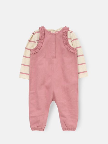 Angel & Rocket Pink Mila Frill Shoulder Dungaree And Print Bodysuit image 6