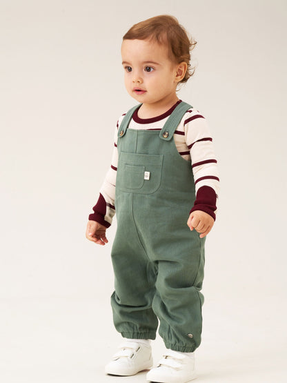 Angel & Rocket Green George Mini Twill Dungaree Set image 1