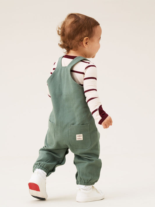Angel & Rocket Green George Mini Twill Dungaree Set image 2