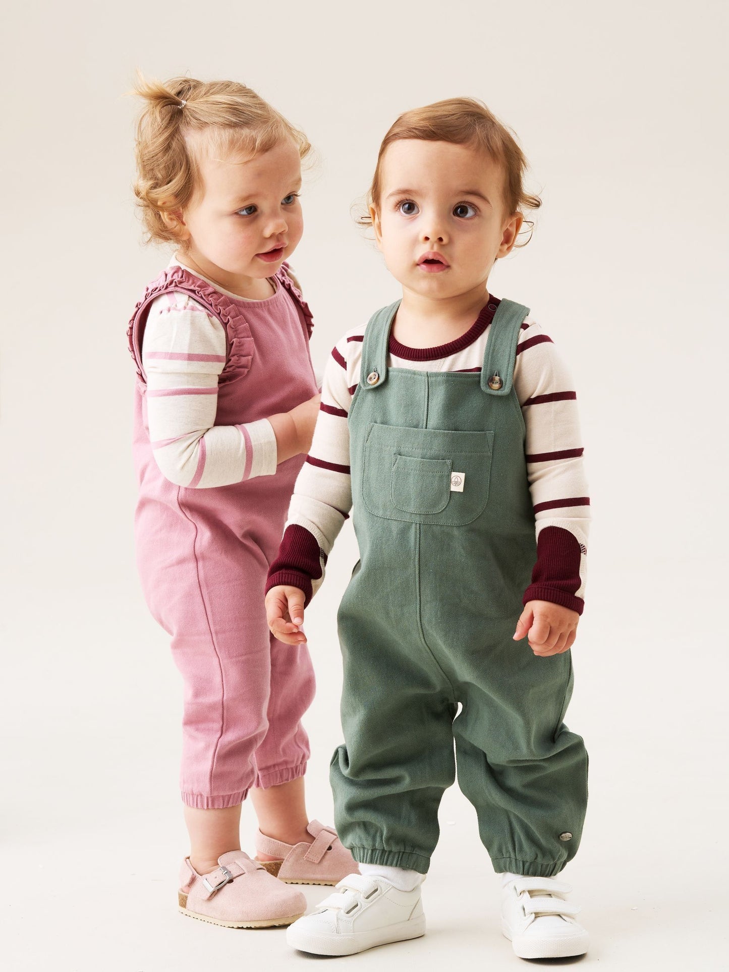 Angel & Rocket Green George Mini Twill Dungaree Set image 3