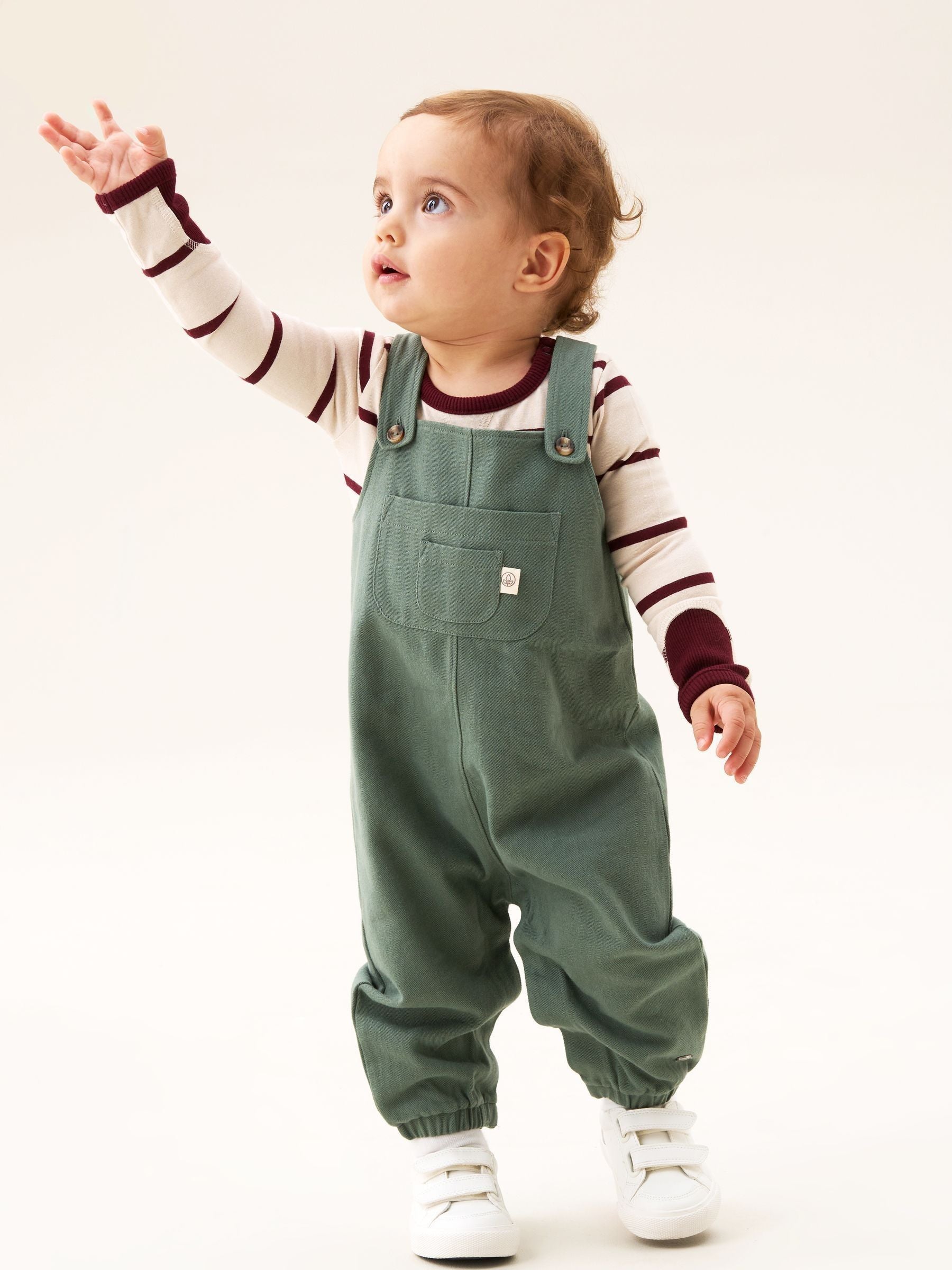 Angel & Rocket Green George Mini Twill Dungaree Set image 4