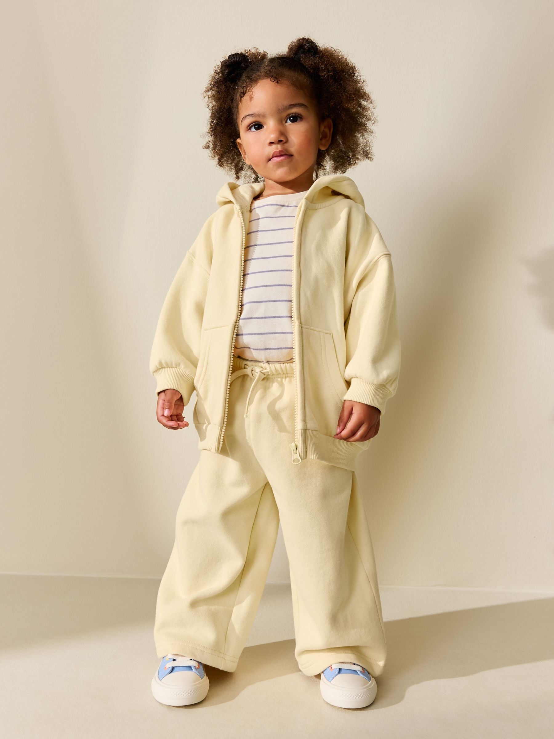 Butter Yellow Wide Leg Sweat Joggers (3mths-7yrs) image 2