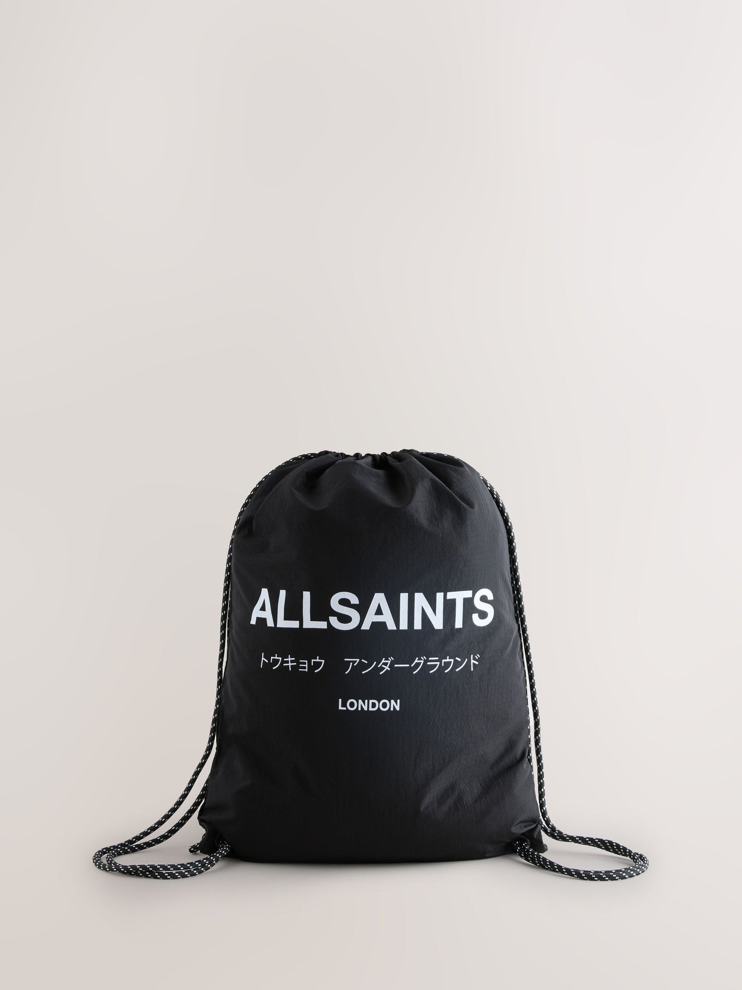 smALLSAINTS Black Back to School Underground Logo Drawstring Bag image 1
