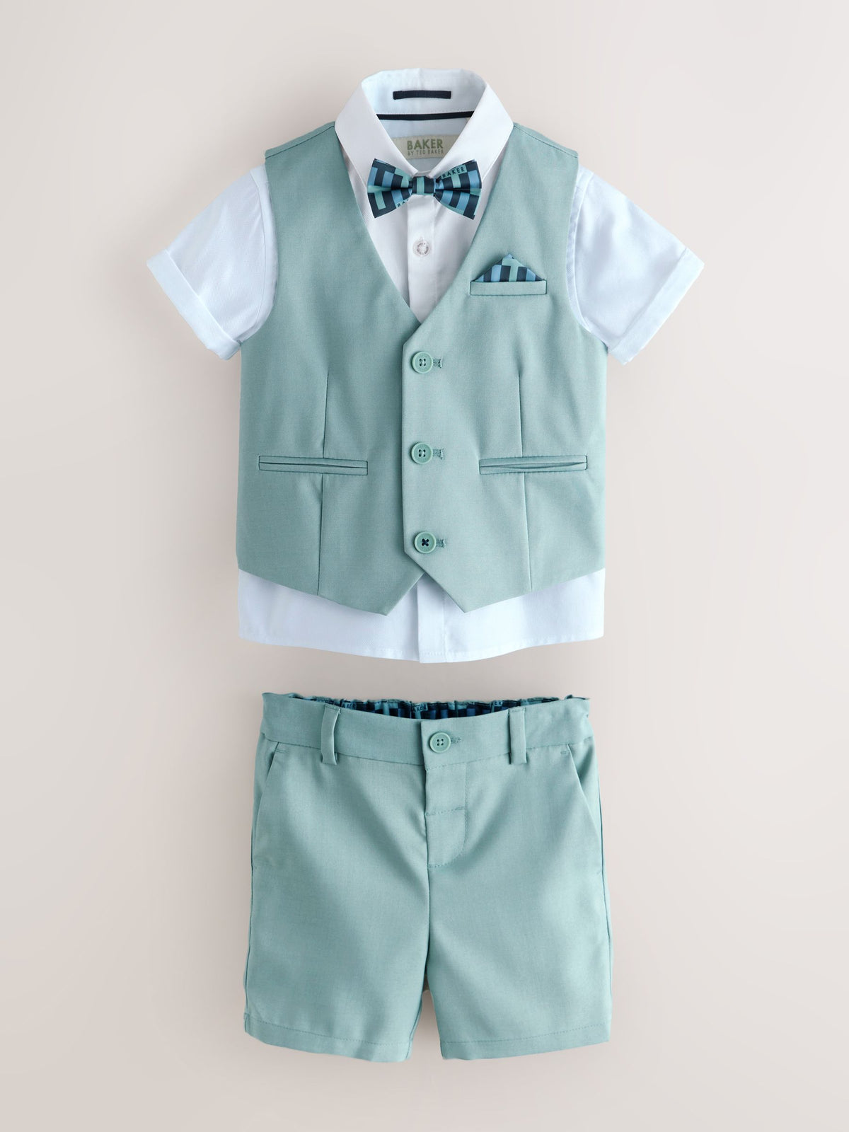 Baker by Ted Baker Green Baker by Ted Baker Shirt Waistcoat and Shorts Set - image 7